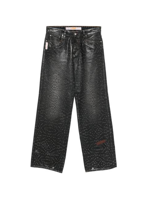 PDF Pdf Leopard Print Denim Jeans