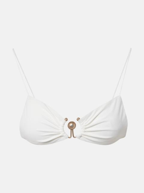 CHRISTOPHER ESBER Ring-detail ruched bikini top