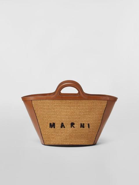 Marni SMALL TROPICALIA BAG IN LEATHER AND RAFFIA WITH SHOULDER STRAP