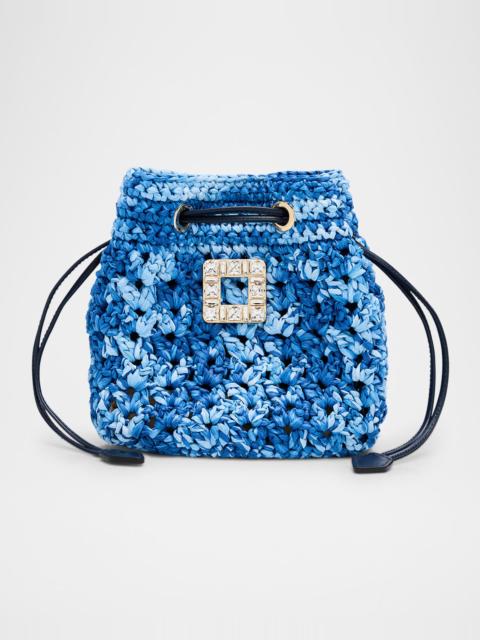 Roger Vivier Tres Vivier Buckle Raffia Bucket Bag