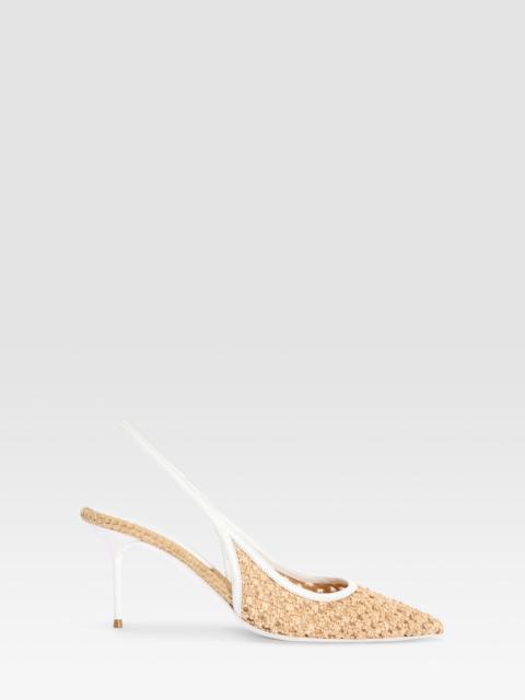 PARIS TEXAS SLINGBACK IN WOVEN RAFFIA