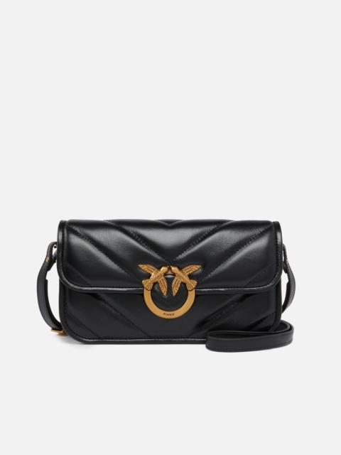 PINKO LOVE BAG BOX BAGUETTE LARGE HANDBAG IN CHEVRON LEATHER