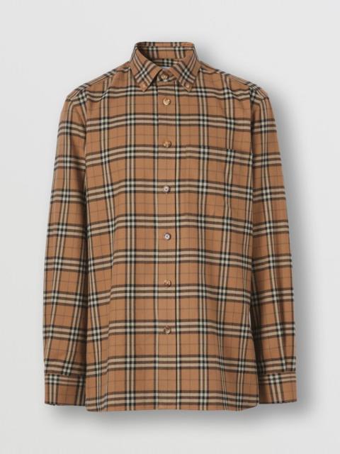 Burberry Button-down Check Cotton Flannel Shirt