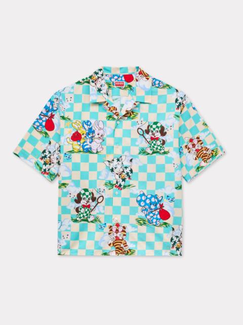 KENZO 'KENZO Cartoon' hawaiian short sleeve shirt in cotton seersucker