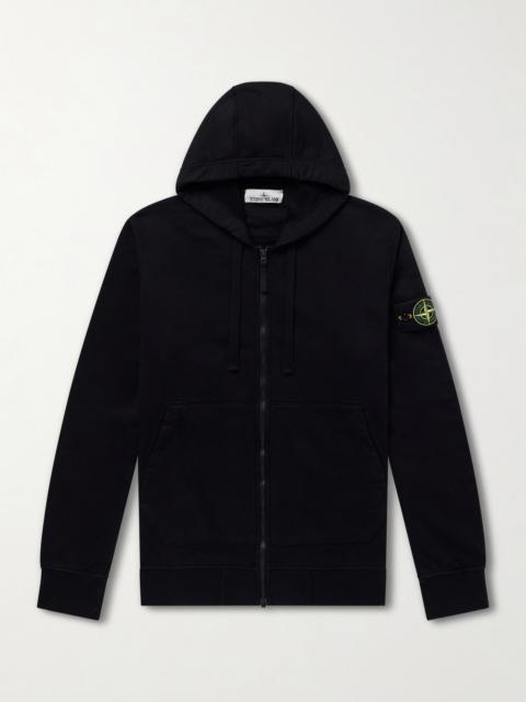 Stone Island Logo-Appliquéd Cotton-Jersey Zip-Up Hoodie