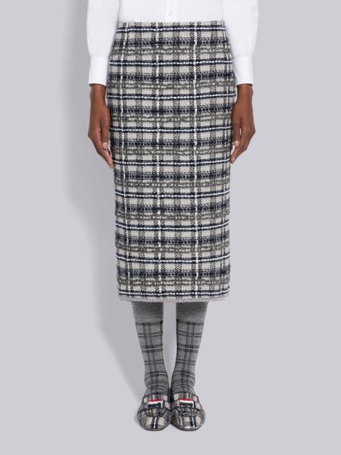 Thom Browne Tartan Ribbon Tweed Low Rise Pencil Skirt