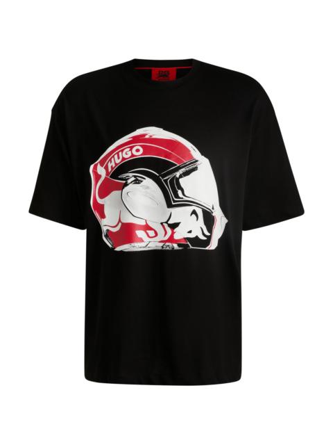 HUGO HUGO X RB OVERSIZE-FIT COTTON T-SHIRT WITH RACING PRINT