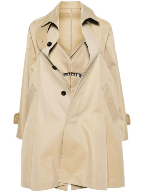 sacai dress-underlayer pleated trench coat