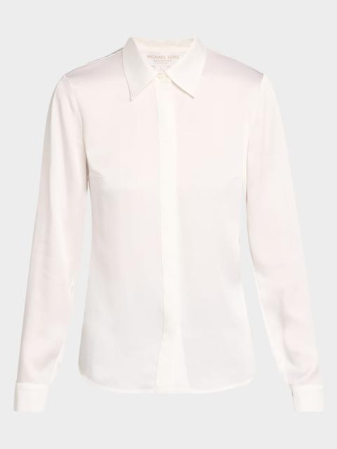 MICHAEL KORS COLLECTION Hansen Charmeuse Button-Front Shirt