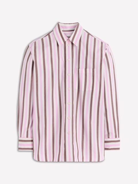 BODEN Sadie Relaxed Cotton Shirt-Pink and Chestnut Stripe