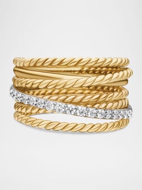 DAVID YURMAN Crossover Wide Ring with Diamonds in Gold