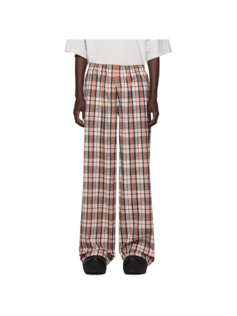 VETEMENTS Gray & Orange Check Sweatpants