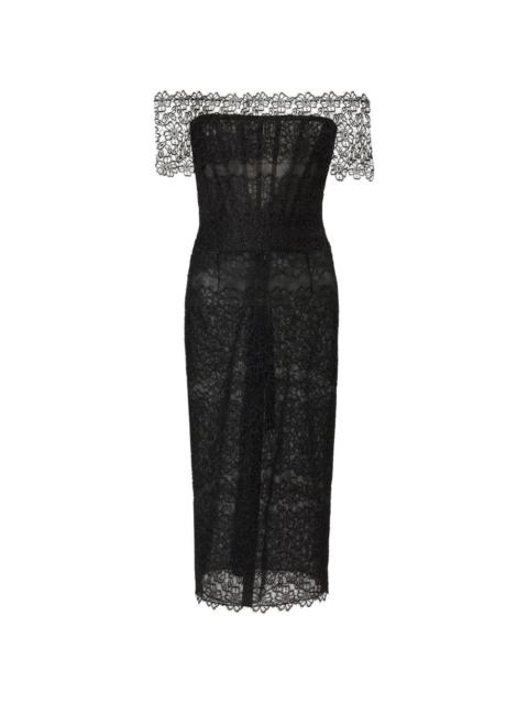 CAROLINA HERRERA lace-trimmed off-shoulder dress