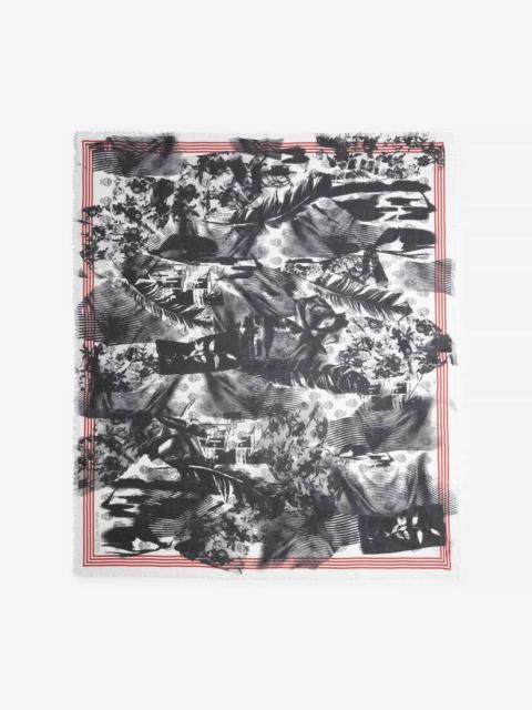 Alexander McQueen Men's McQueen Collage Biker Skull Foulard in Black/ivory