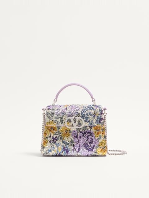 Valentino VALENTINO GARAVANI VSLING MINI HANDBAG WITH FLOWERISM RHINESTONE MOTIF AND JEWEL LOGO