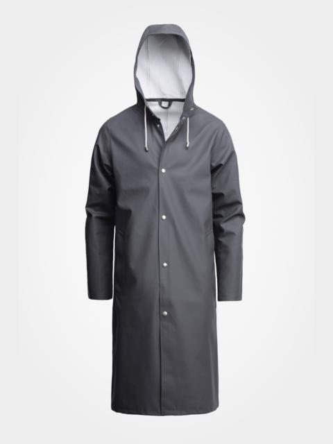 Stutterheim Stockholm Long Print Raincoat Charcoal