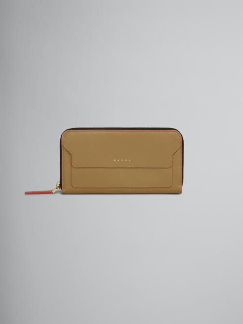 Marni GREN SAFFIANO LEATHER ZIP-AROUND WALLET