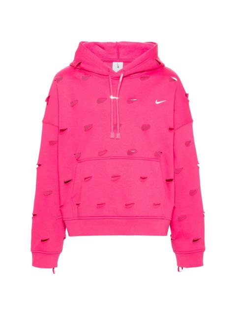 Nike Swoosh-cut out jersey hoodie