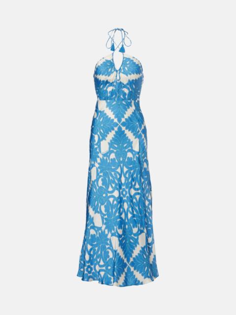 Poupette St Barth Stella printed satin maxi dress