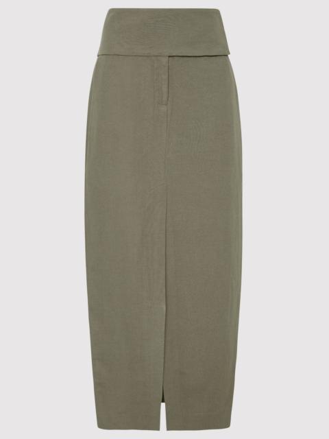 ST. AGNI Wide Waistband Column Skirt - Smokey Olive
