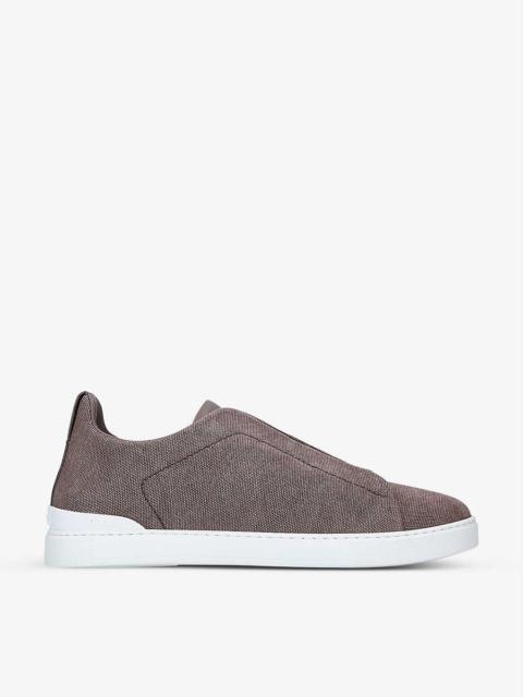 Triple stitch low-top cotton trainers