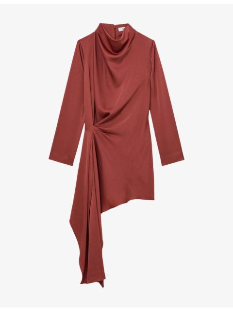 REISS Bethany Draped Woven Mini Dress