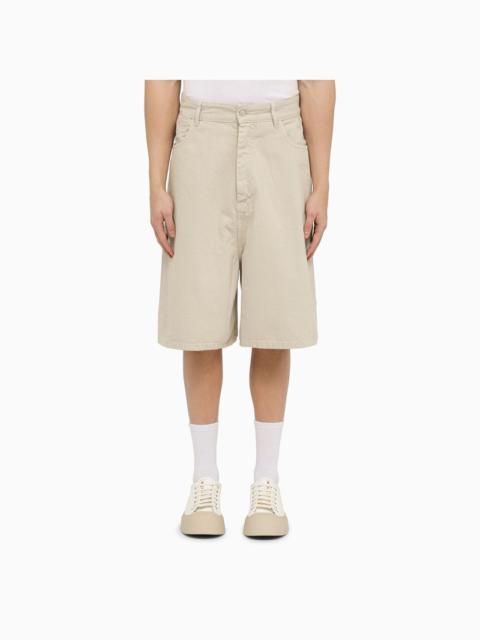 Recycled cotton blend beige bermuda shorts