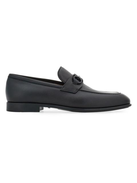 FERRAGAMO Men's Foster Gancio Leather Loafers - Nero