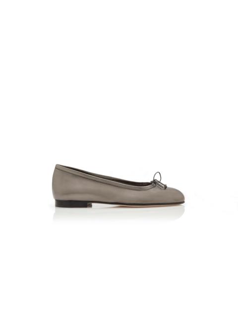 Manolo Blahnik Dark Grey Nappa Leather Ballerina Flats