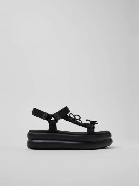 CAMPER Twins Black Recycled PET Sandals for Women.