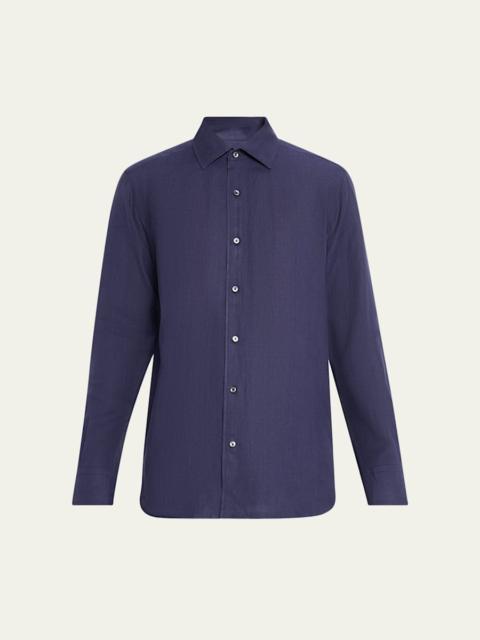 ZEGNA Men's Oasi Lino Linen Button-Down Shirt