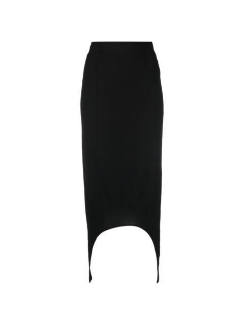 asymmetric high-waisted midi skirt