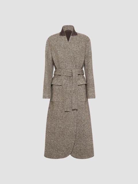 Brunello Cucinelli Women's Virgin Wool and Silk Mélange Diagonal Belted Coat - Brown