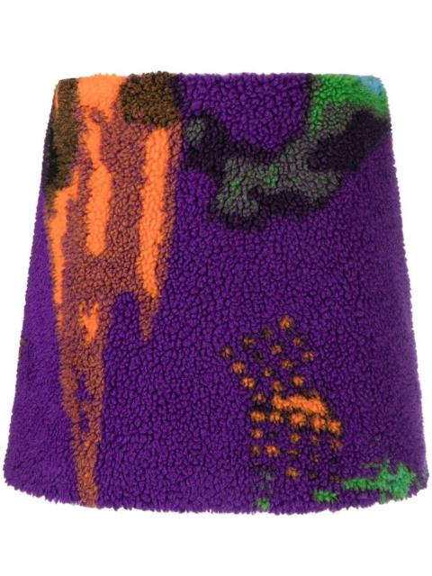 MSGM printed shearling-design skirt