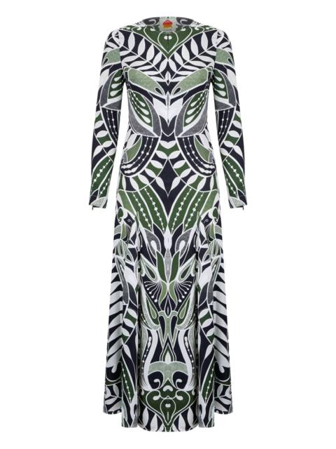 FARM RIO Lace Nature long-sleeve midi dress