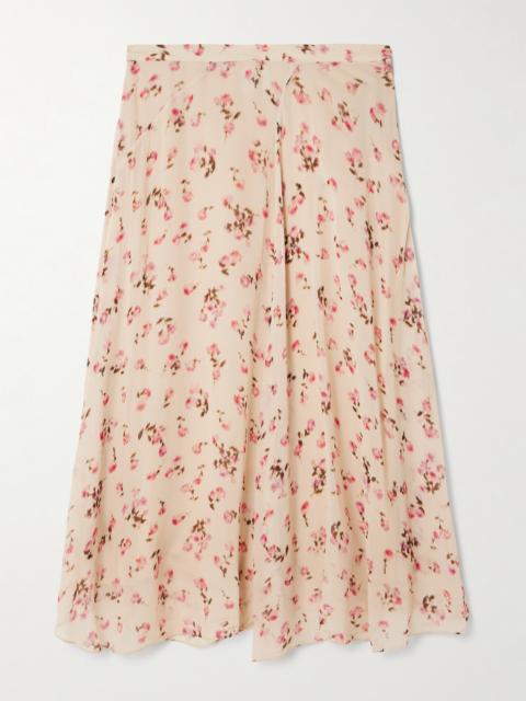 Isabel Marant Étoile Lycia Asymmetric Floral-print Crepe De Chine Midi Skirt