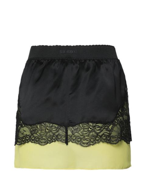 THE ATTICO Mini skirt in lace and satin
