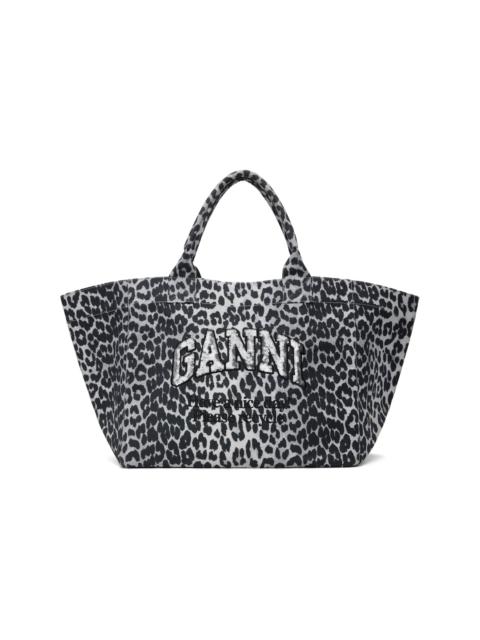 GANNI Gray Leopard Sequin XXL Tote