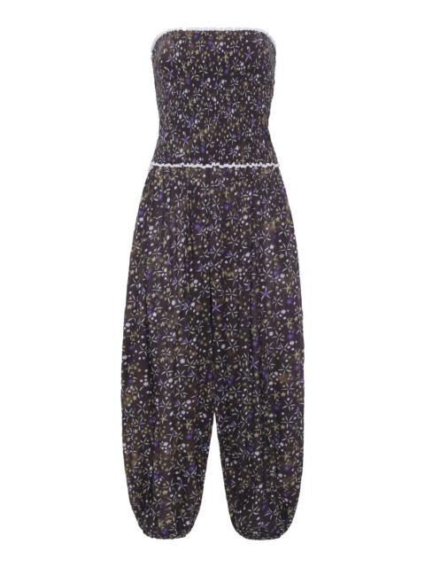 SIEDRÉS Anais Strapless Cotton-Poplin Jumpsuit multi
