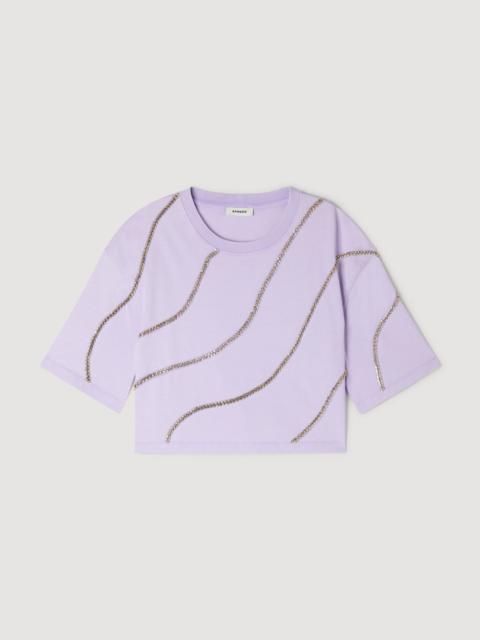 Sandro RHINESTONE CROPPED T-SHIRT