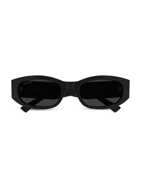 GUCCI Women's 55MM Oval Sunglasses - Gold Black