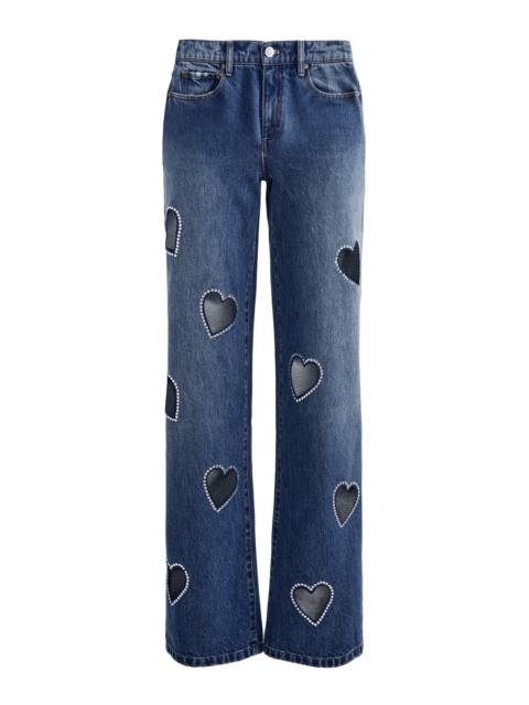 Alice + Olivia KARRIE EMBELLISHED HEART JEAN