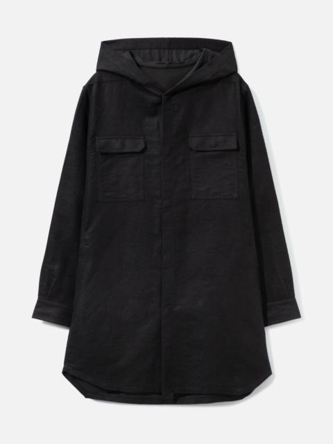 Rick Owens HOODED OUTERSHIRT IN RAMIE MOLESKIN