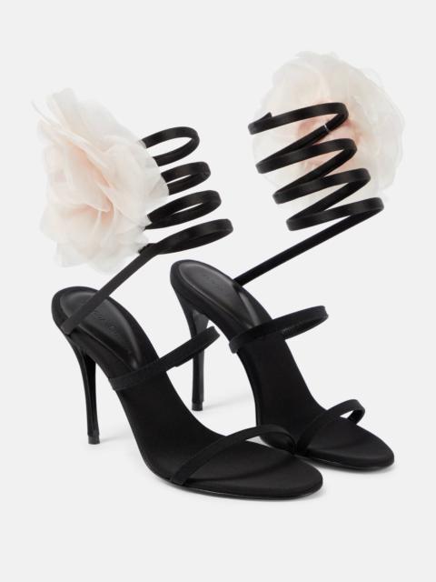 MAGDA BUTRYM Floral-appliqué satin sandals
