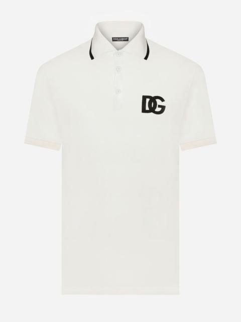 Cotton piqué polo-shirt with DG embroidery