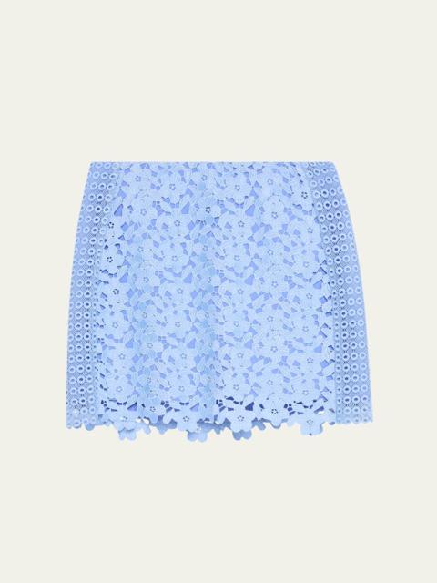 MILLY Laura Floral & Geometric Lace Mini Skirt