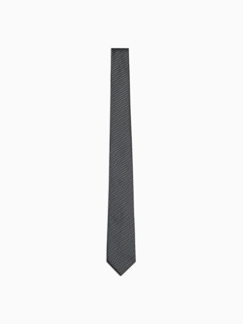 GIORGIO ARMANI Silk tie with jacquard chevron motif