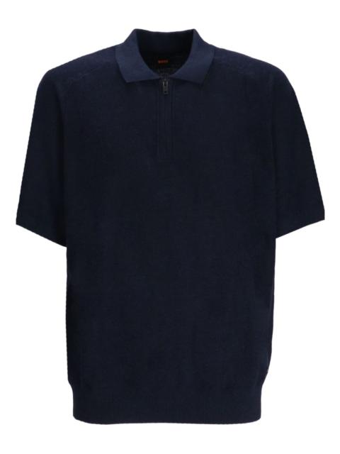 BOSS zip-up short-sleeve polo shirt