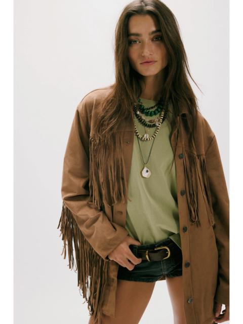 FREE PEOPLE We The Free Fringe Out Vegan Suede Jacket