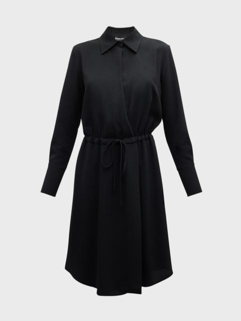 EMPORIO ARMANI Faux-Wrap Drawstring Shirtdress